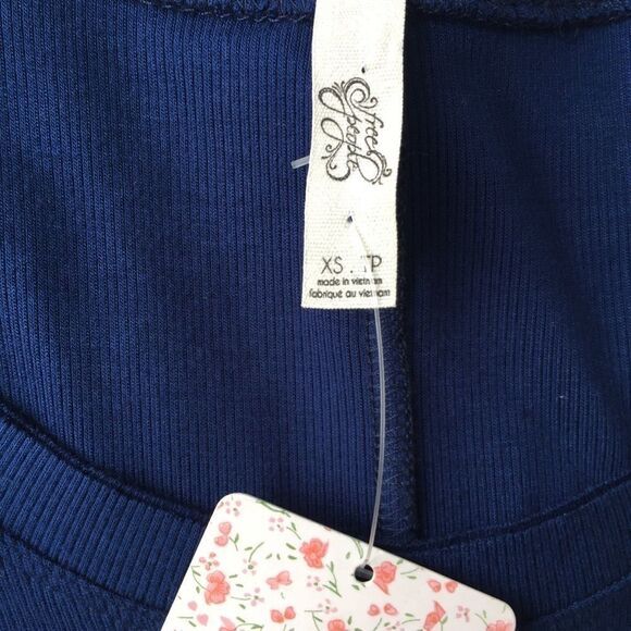 Free People Navy Swing Tunic Tee Ribbed Jersey XS - Picture 8 of 8